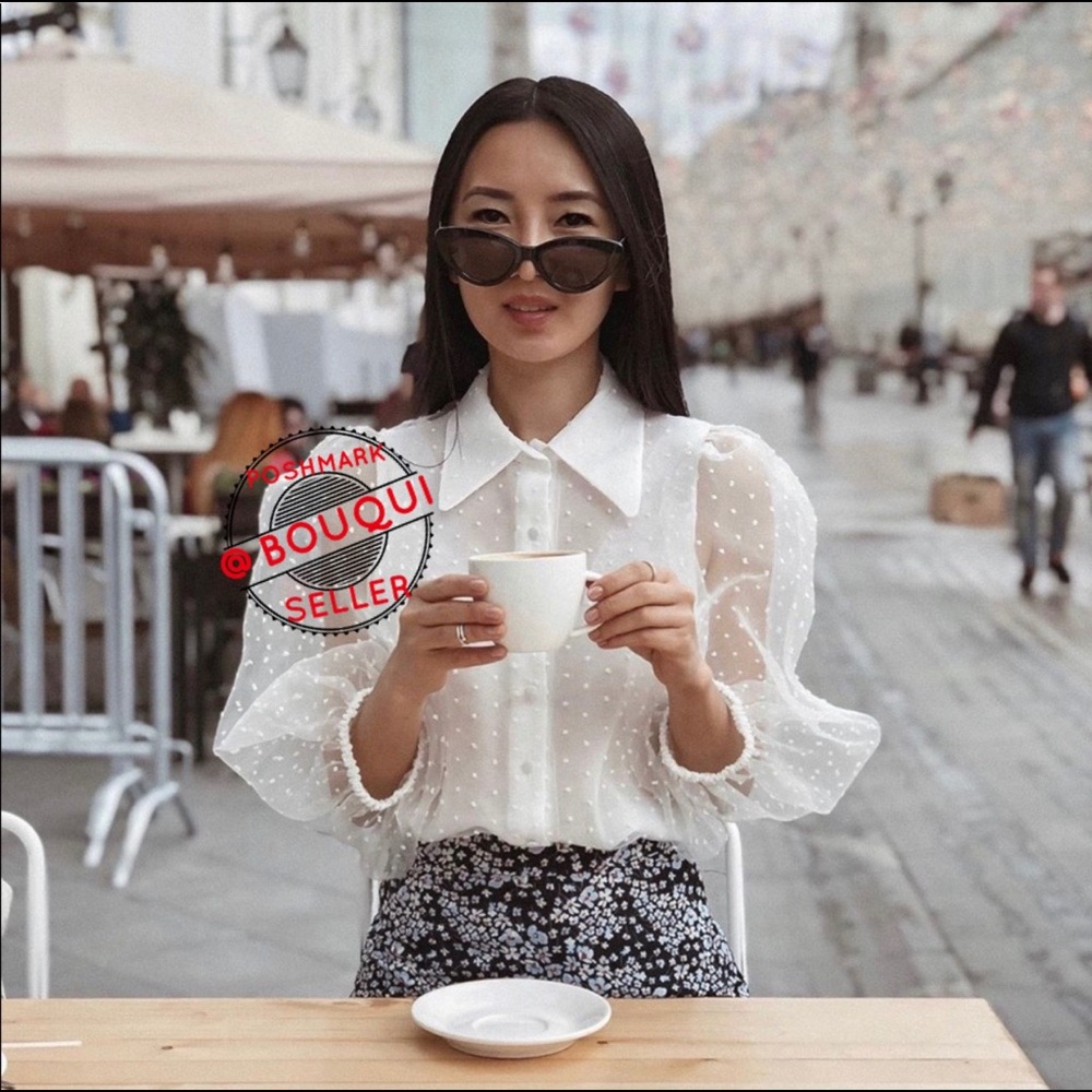 BLOGGERS FAVORITE ZARA SEMI-SHEER SWISS DOT BLOUSE